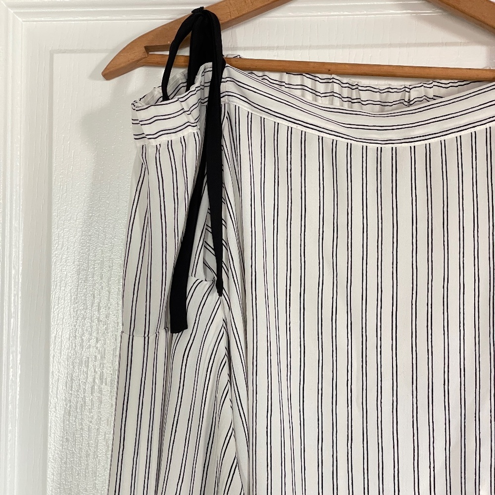 Striped Off-Shoulder Blouse with Bow Straps